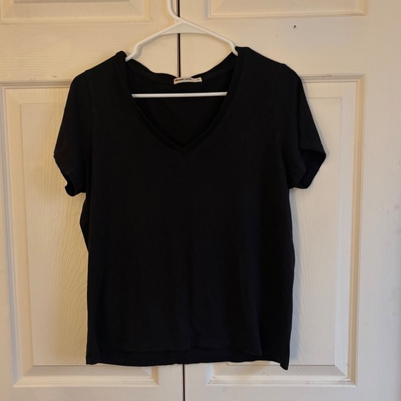 Marine Layer Tops - Marine Layer Womens Black V-Neck Short Sleeve Supima Cotton Modal Tee Shirt M